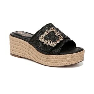 NIB Sam Edelman Celia Black Raffia Platform Sandals sz‎ 10 $140